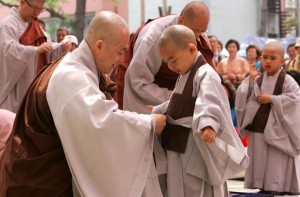 Robes Donned, Heads Shaved As Children "Become Buddhist Monks"